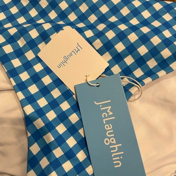 J. McLaughlin Bikini Bottom NWT Size Large Checkered Gingham Print Blue White - Picture 5 of 11